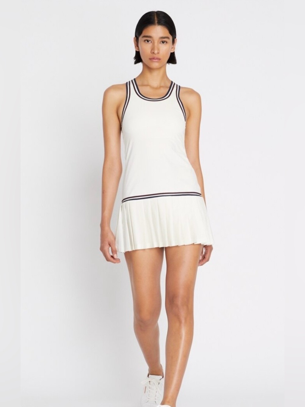 Tory Burch NWT Drop Waist Tennis Dress with Navy and Burgundy Trim - XS